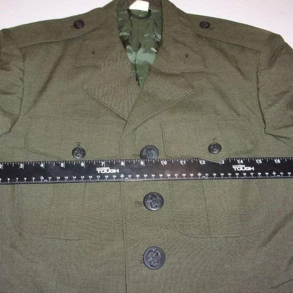 VIETNAM ERA USMC MARINE CORP SERVICE ALPHA COAT GREEN UNIFORM JACKET 37R LD 307 - Picture 3 of 9